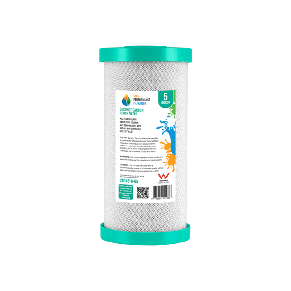 water filter 10” X 4.5 ”5M Cocconut carbon block filter , chlorine , taste , odour , carbon block