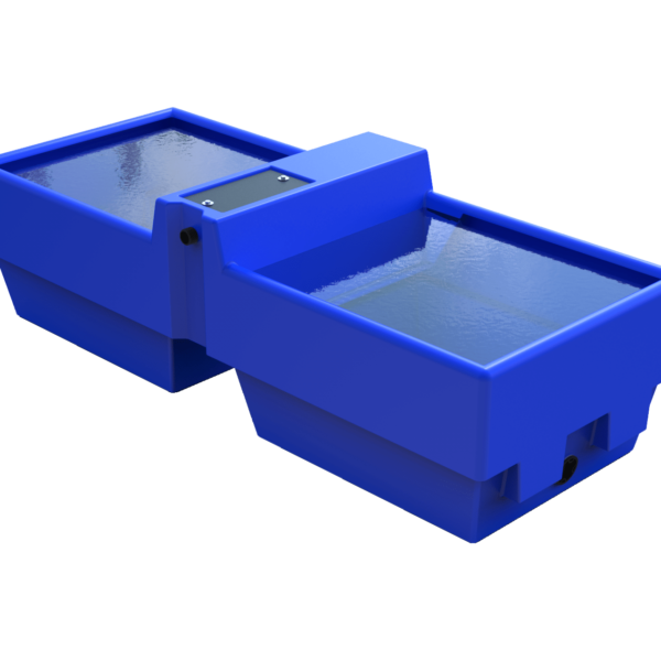 BUSHMAN TANKS TRRW55 WATER TROUGH 250 LTR (Rectangular Trough) SUPPLIED  LOOSE  1” FLOAT VALVE …  FLOAT COVER INSTALLED … 2” INSERT DRAIN EACH END 2” BUNGS