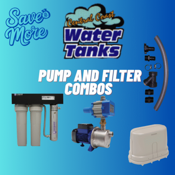 CENTRAL COAST WATER TANKS PUMP & FILTER COMBO WATER PRO DJ58-2 PRESSURE PUMP - UV GUARD CPW55 - PUMP COVER