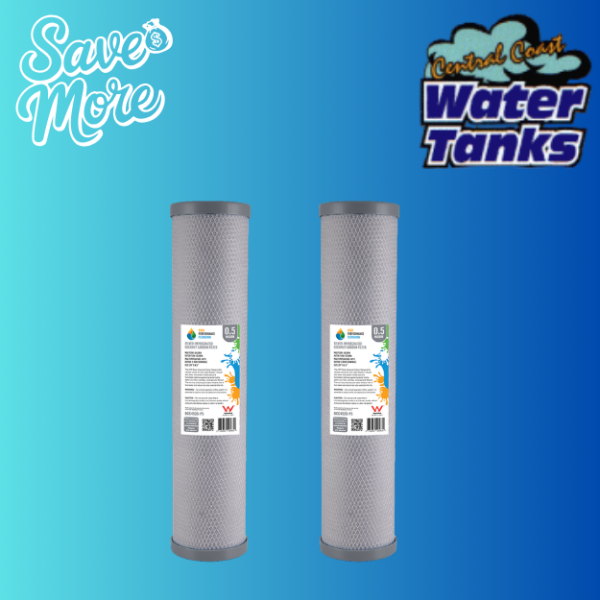 water filters 20” X 4.5” 0.5 Silver impregnated carbon block ( Bacteriostatic) replacement filter (tank water) 2 pack(ccscb20452)