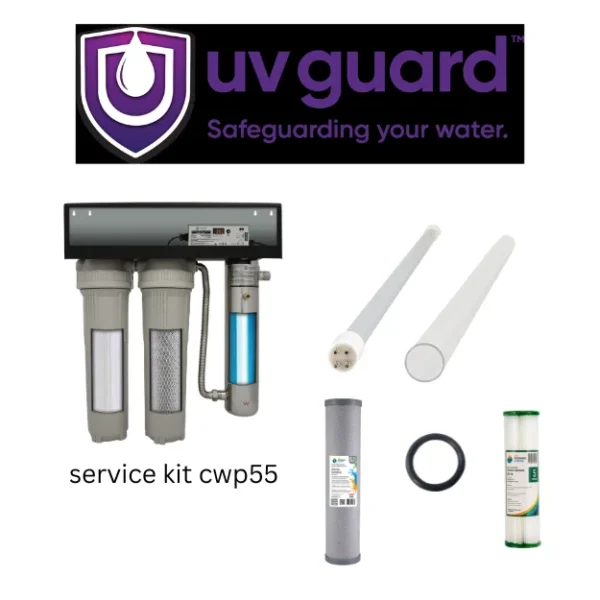 UV-Guard CWP55 service kit 55w lamp – thimble- o,ring- 20” pleated filter – 20” antibacterial carbon filter (ccuvgfilterkit ) Filter service kits